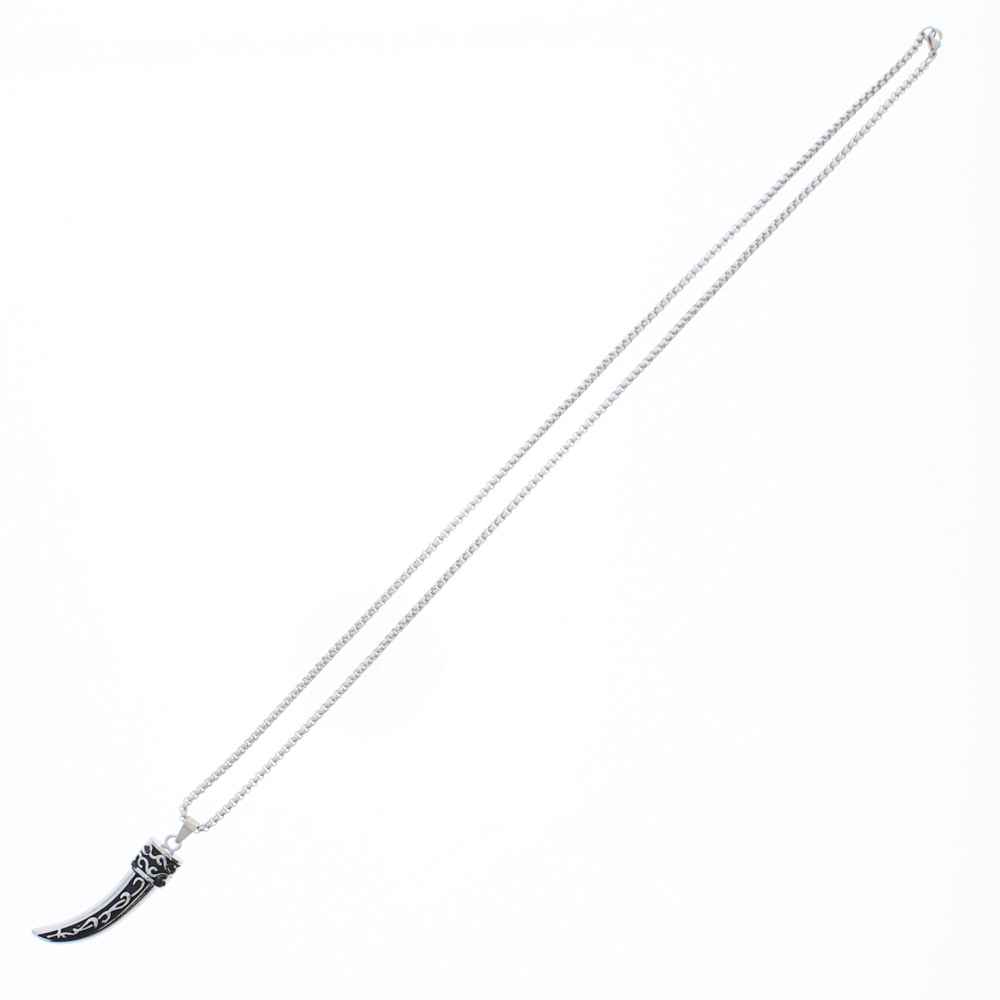 Zac's Alter Ego - Engraved Black & Silver Dagger Chain Necklace Ketting - Zilverkleurig